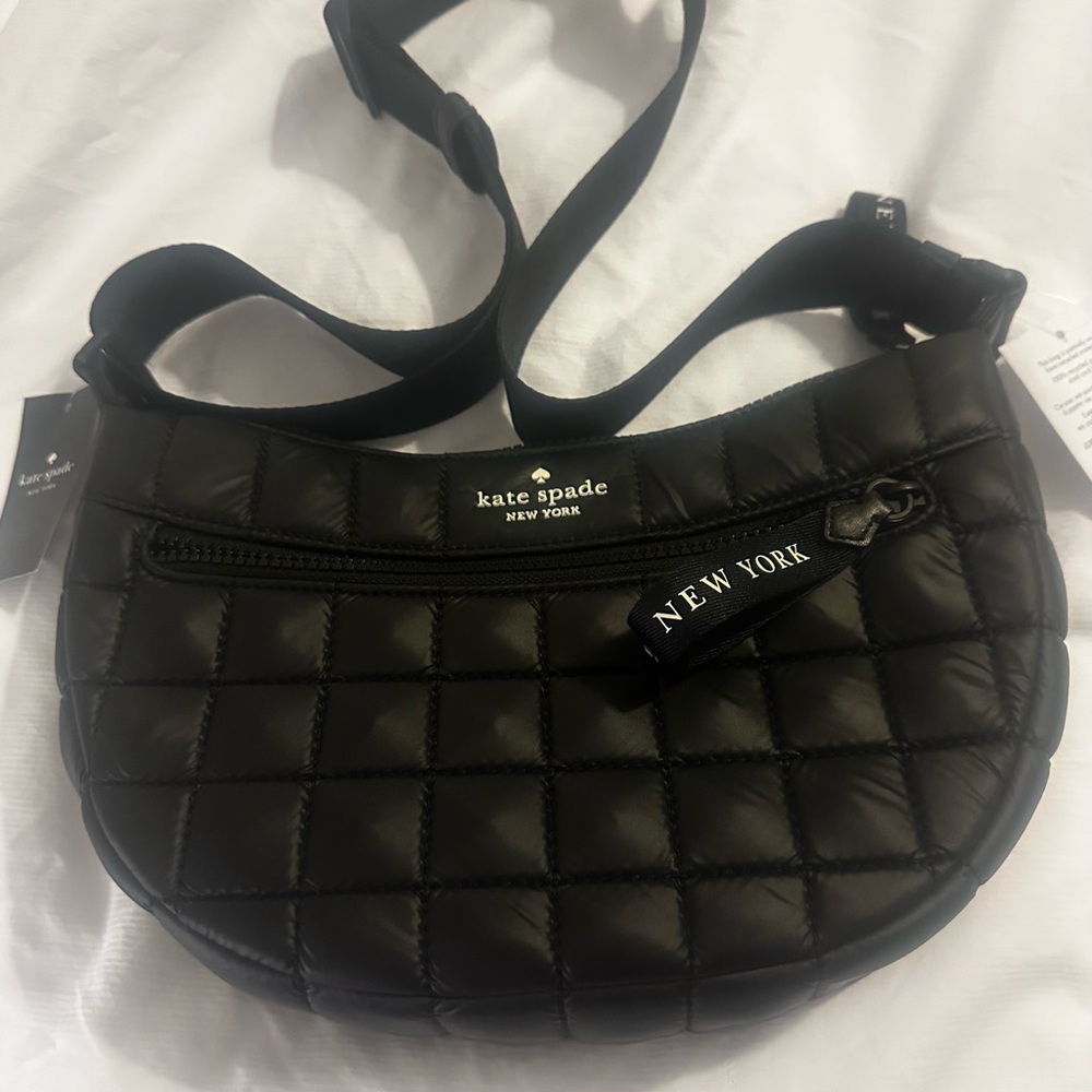 Kate Spade Camden Black Quilted Crossbody Bag Sling with Adjustable Strap